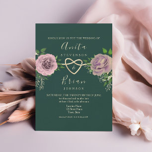 Smaragd-Pink-Florale Hochzeit Einladung