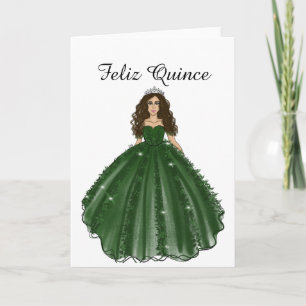 Smaragd Quinceanera - Frohe Quince Geburtstagskart Karte
