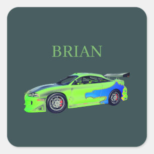 Smaragd-Rennläufer des grünen Horizonts Quadratischer Aufkleber