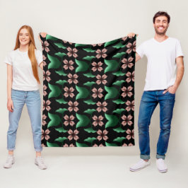 Smaragd- & Rosafarbenes Botanik-Flieblankett Fleecedecke