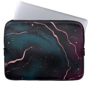 Smaragd-Roségold-Galaxie-Marmor-Muster Laptopschutzhülle