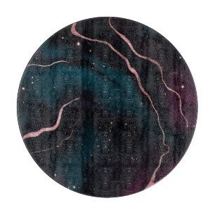 Smaragd-Roségold-Galaxie-Marmor-Muster Schneidebrett