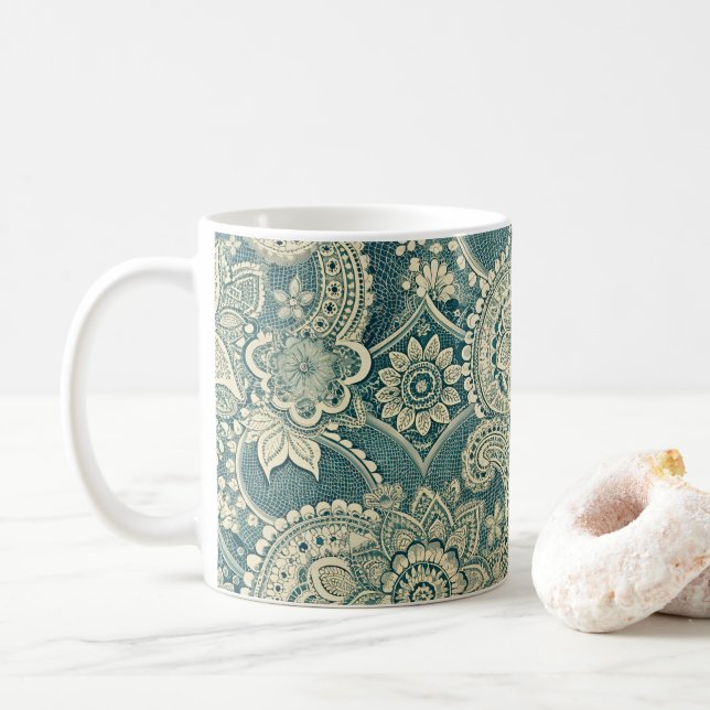 Smaragd-Schleifenmedaillon Kaffeetasse (Mit Donut)