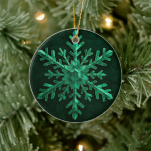 Smaragd-Schneeflocken-Kunst Keramik Ornament