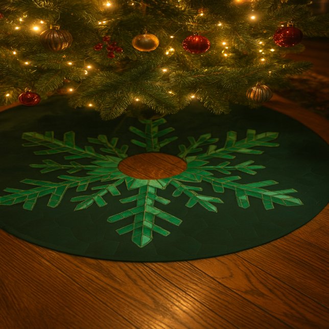 Smaragd-Schneeflocken-Kunst Polyester Weihnachtsbaumdecke (Von Creator hochgeladen)