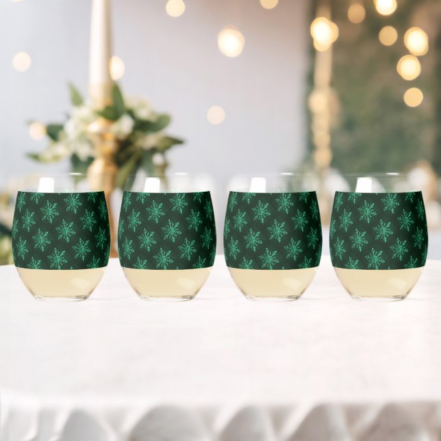 Smaragd-Schneeflocken-Kunst Weinglas Ohne Stiel (Insitu (Hochzeit))