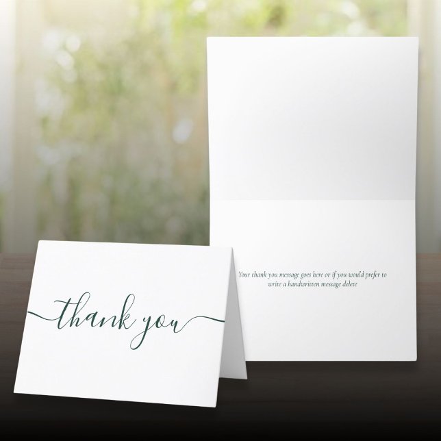 Smaragd-Schrift einfach modern elegant Dankeskarte (Emerald Script Simple Modern Elegant Thank You Card)