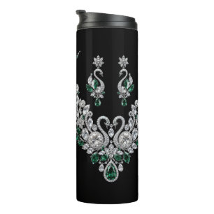 Smaragd-Schwan-Paar Luxusschmuck Thermosbecher