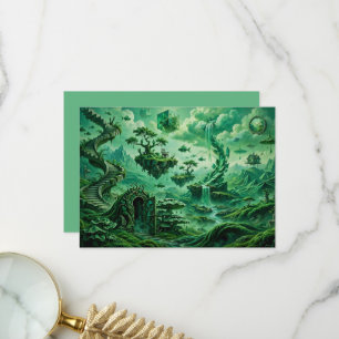 Smaragd-Träume Surrealistische Landschaft Grüntöne Dankeskarte