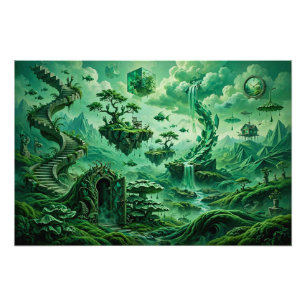 Smaragd-Träume Surrealistische Landschaft Grüntöne Fotodruck