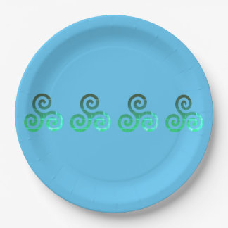 Smaragd-Triskele altes keltisches Symbol Pappteller