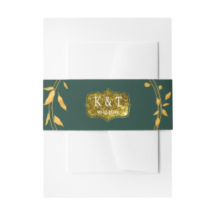 Smaragd- und Glitter-Gold-Kranz Einladungsbanderole