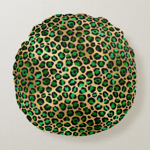 Smaragd- und Gold-Safari-Serie Design 8 Rundes Kissen