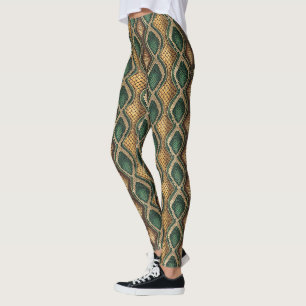Smaragd- und Golddiamant-Schlangenhaut-Musterdesig Leggings