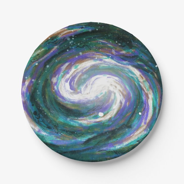Smaragd und Lila Galaxie Pappteller (Vorderseite)