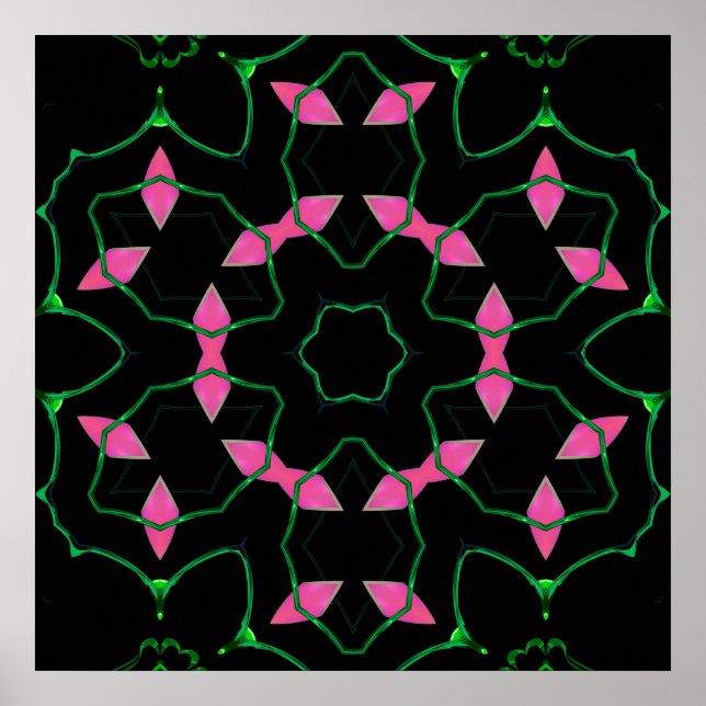Smaragd- und Rosa-Kaleidoskop  Poster (Vorne)