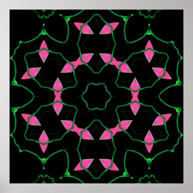 Smaragd- und Rosa-Kaleidoskop  Poster (Vorne)