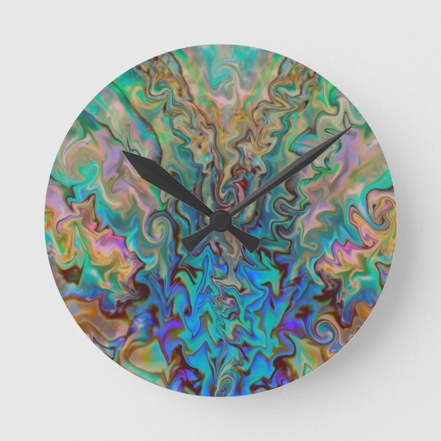 Smaragd und Rosa Runde Wanduhr (Vorderseite)