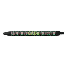     Smaragd- und Rosé-Blumenmuster Stift