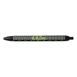 Smaragd- und Rosé-Blumenmuster Stift