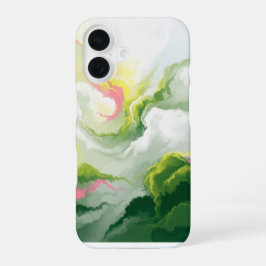 Smaragd- und Rosen-Abstraktmarmor iPhone 16 Hülle