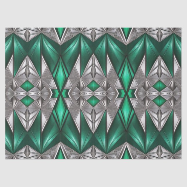 Smaragd und silber modernes Muster Seidenpapier (Vorderseite)
