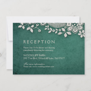 Smaragd-vintage-spitze rustikale Hochzeitsempfang Einladung