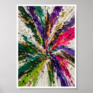 Smaragd-Violett-Gold-Starburst-Abstraktkunst-Druck Poster