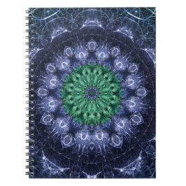 Smaragdblaue kristalline Energie-Fraktal-Kunst Notizblock