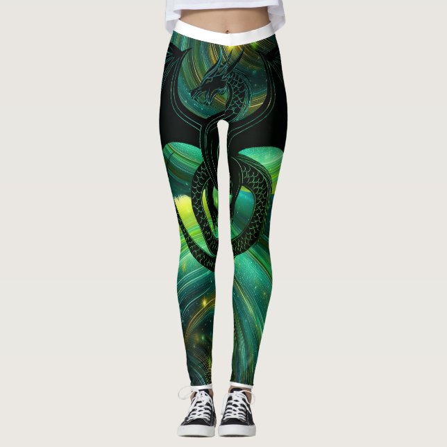 Smaragddrachen-Leggings Leggings (Vorderseite)