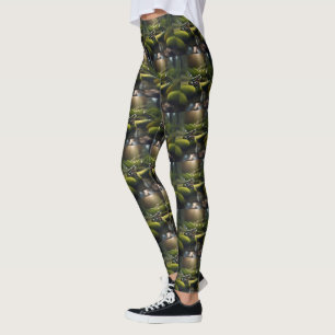 Smaragde Stille: Ein grüner Frosch am Fluss Leggings