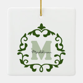 Smaragdenname und anfänglicher Keepake Keramikornament