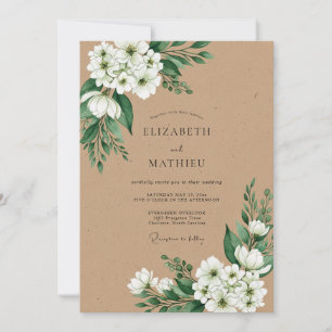 Smaragdfarbene ländliche Hochzeit Einladung