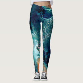 Smaragdfarbenen Gezeiten in Bewegung Leggings