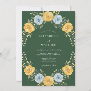 Smaragdgelbe florale wunderliche Hochzeit Einladung
