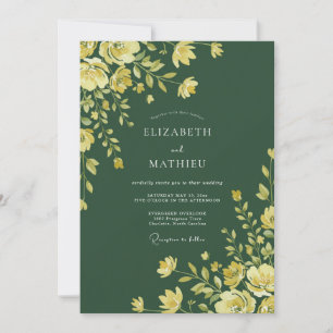 Smaragdgelbe Ranunculus-Eukalyptus-Hochzeit Einladung