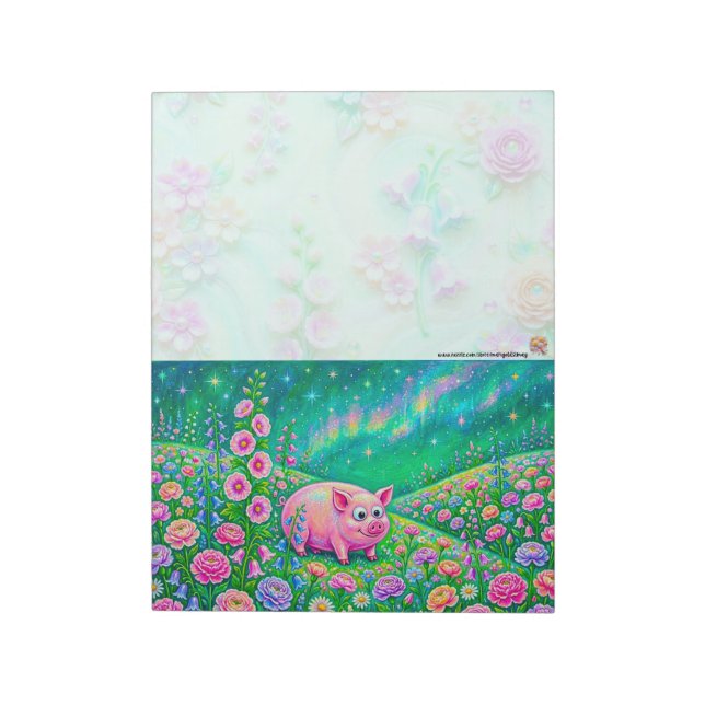 Smaragdglas-Schwein-Notizblock Notizblock (Rotiert)
