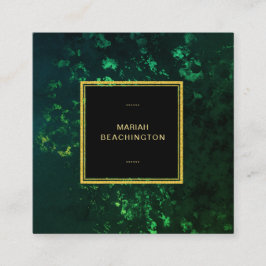 *~* SMARAGDgrün-abstraktes SCHWARZES Quadratische Visitenkarte