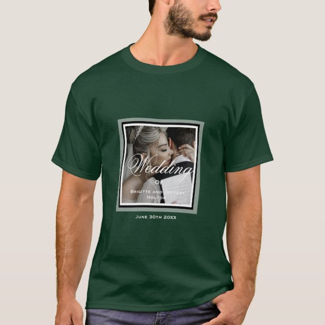 Smaragdgrün Anpassbares Foto für Hochzeiten T-Shirt (Vorderseite)