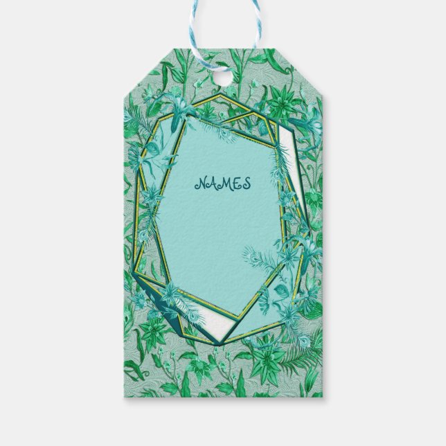 Smaragdgrün auf einer Skulptur texturiert Geschenkanhänger (Vorderseite)