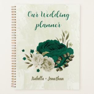 Smaragdgrün-beige-Blume Hochzeit Planer