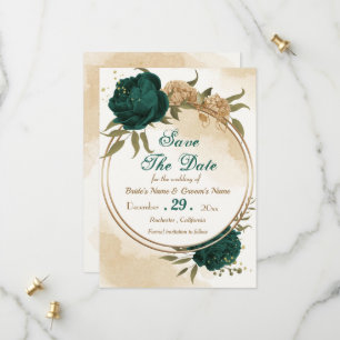 Smaragdgrün-beige-goldgelb Save The Date