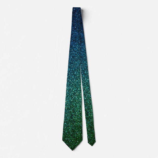 Smaragdgrün-blauer Glitter-Geburtstags-Hochzeitsge Krawatte (Vorderseite)