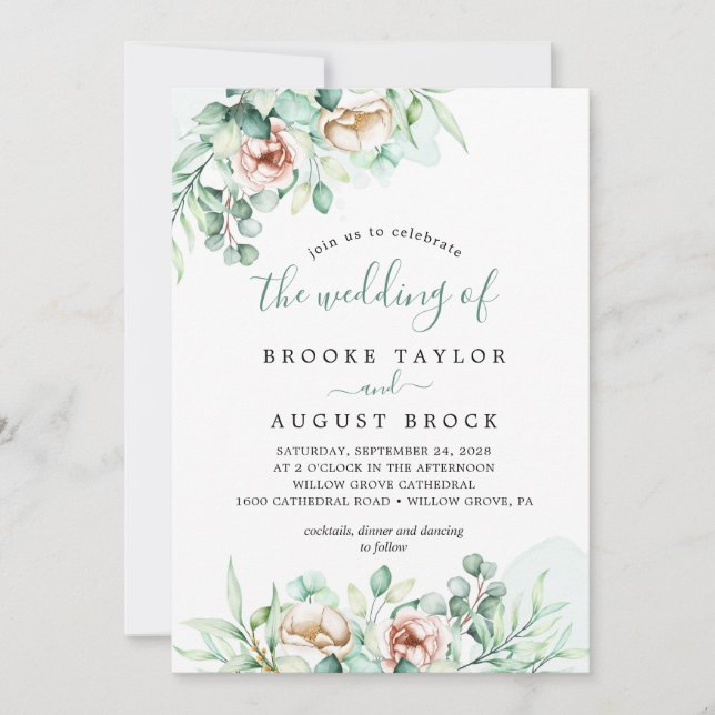 Smaragdgrün - die Hochzeit der Einladung (Vorderseite)