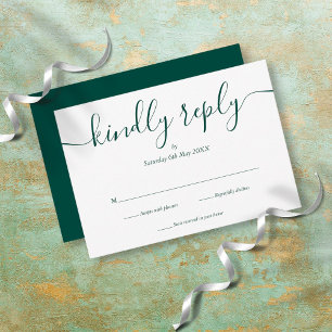 Smaragdgrün Einfach Elegant Schrift RSVP Karte