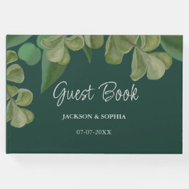 Smaragdgrün Elegante rustikale Blätter üppig Gästebuch