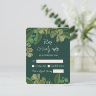 Smaragdgrün Elegante rustikale Blätter üppig RSVP Karte