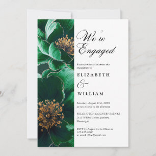 Smaragdgrün Elegantes Chic Florales Verlobungspart Einladung