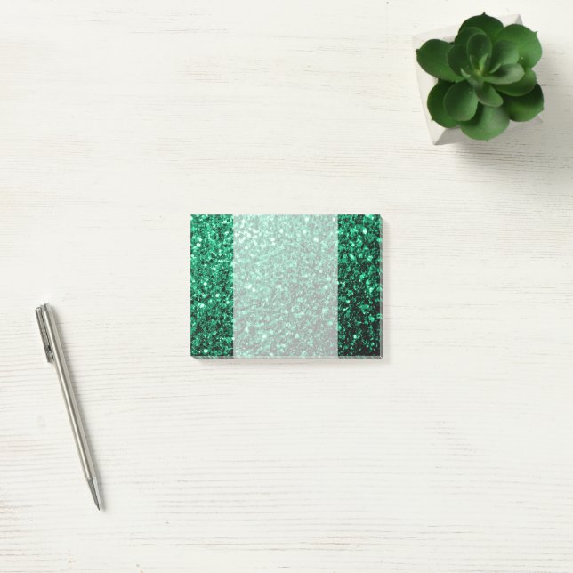 Smaragdgrün falscher Glitter funkelt Post-it Klebezettel (Büro)