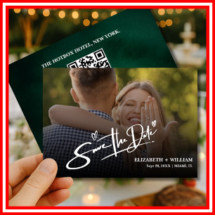 Smaragdgrün   Foto QR Speicherdatum Save The Date